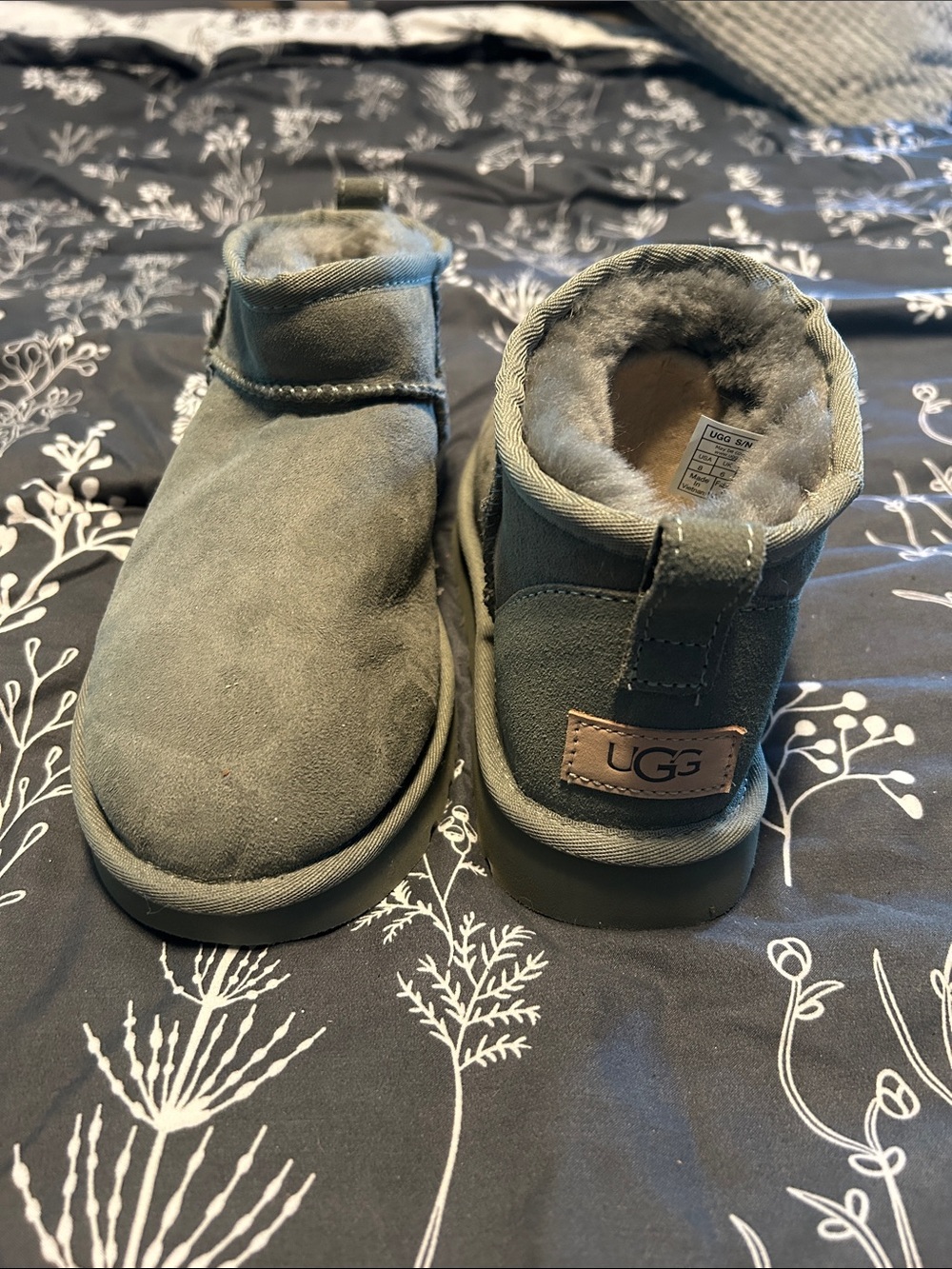 UGG Women’s Green Suede Shearling-Lined Booties
